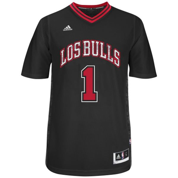 2014 noches enebea bulls #1 derrick rose black jersey front